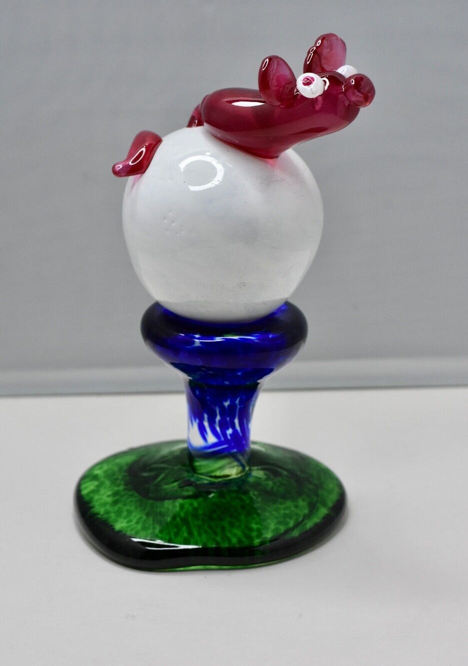 Austin Norvell Hand Blown Art Glass Mouse on Golf Tee Figurine Sculpture